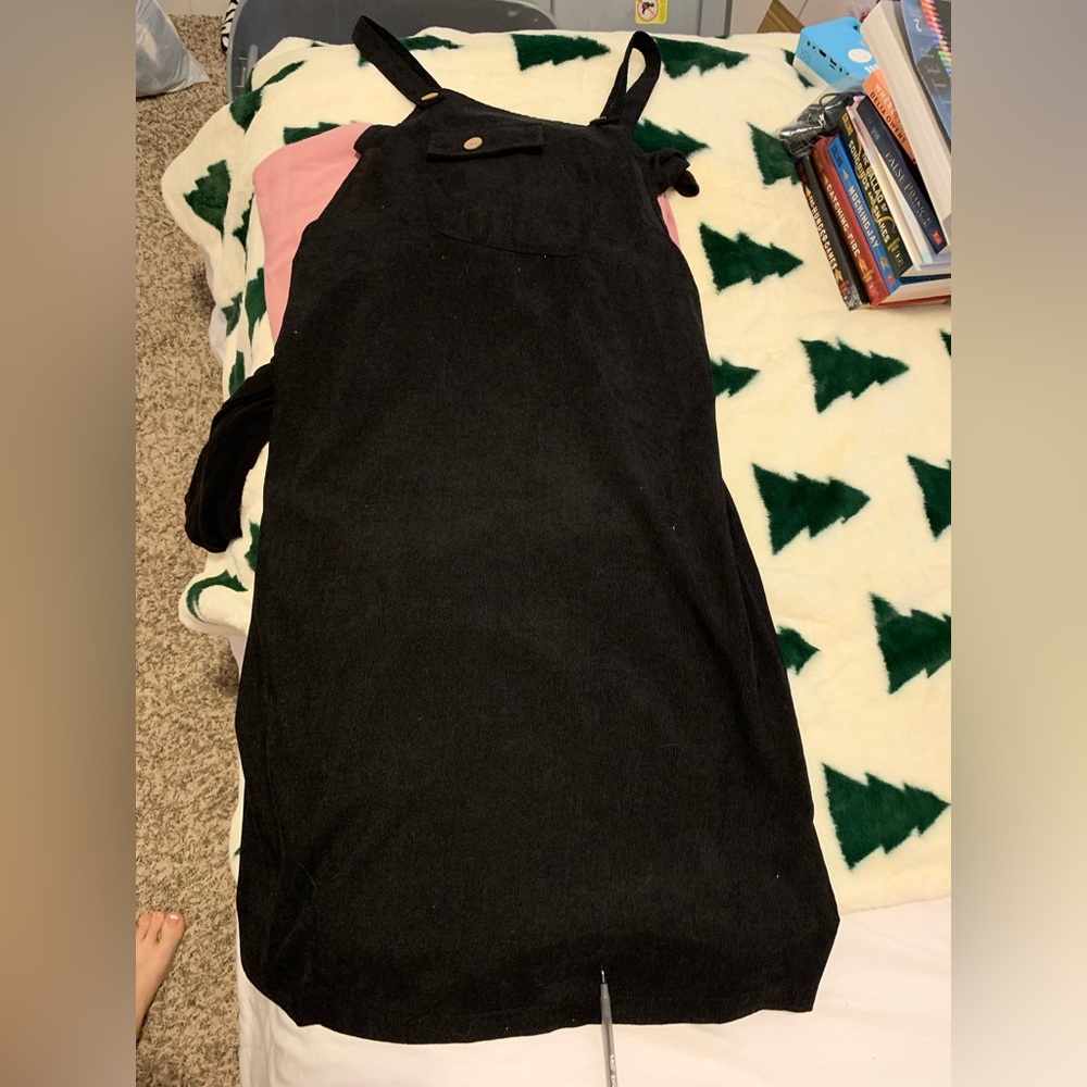 Black overall dress